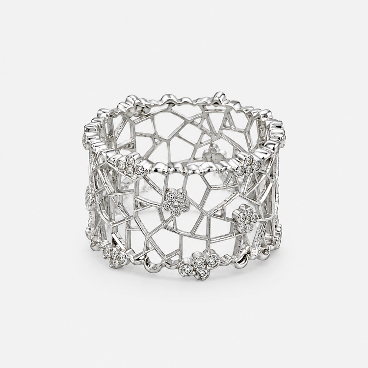 Sterling Silver Openwork Floral Ring
