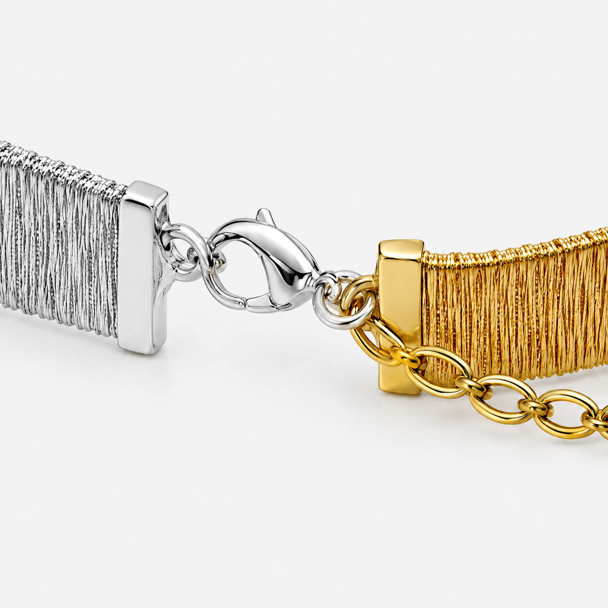 RYBARA Two-tone Textured Cuff Bracelet — detail view
