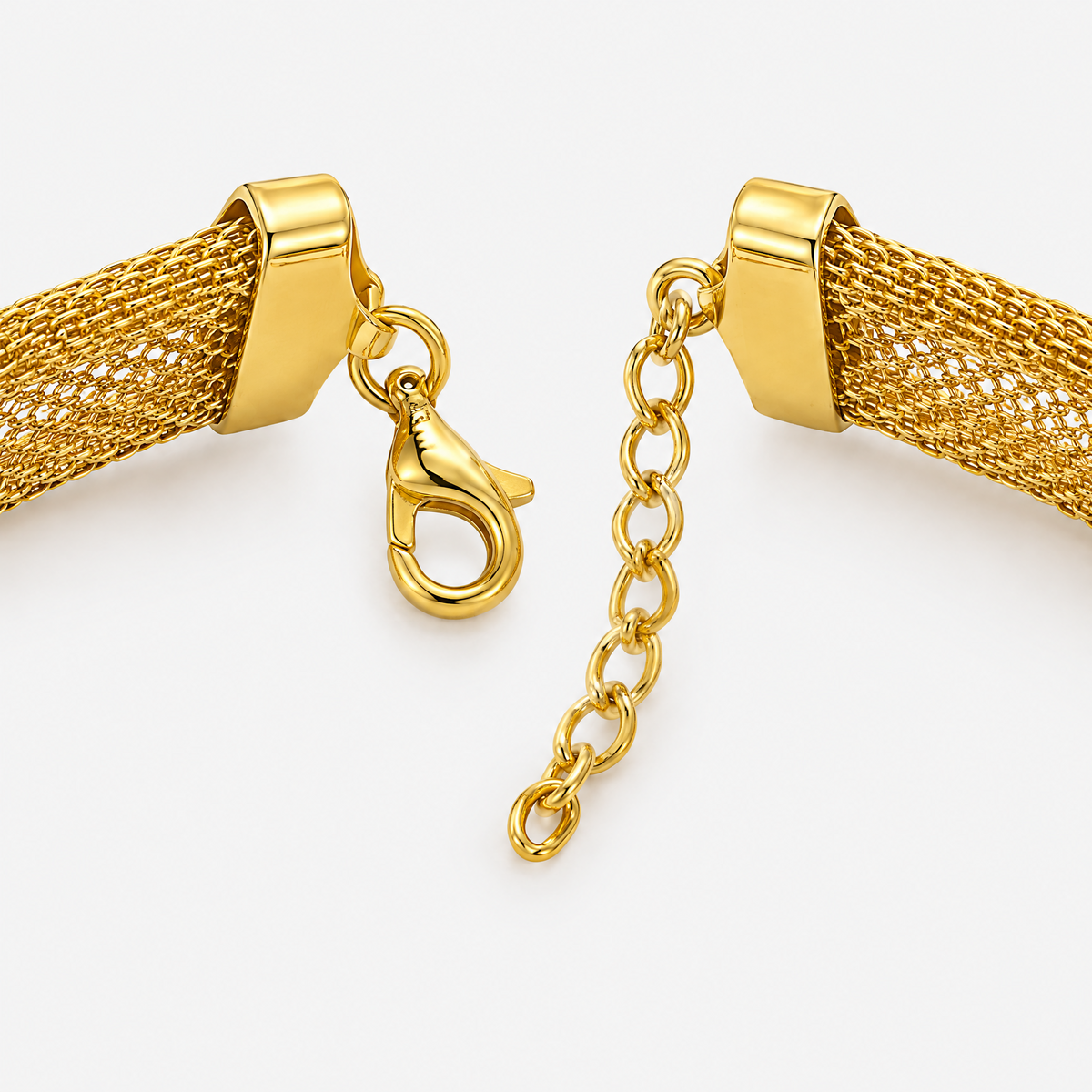 RYBARA Gold-tone Mesh Bracelet with Pearl-like Accents — detail view