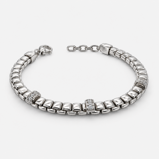 RYBARA 925 sterling silver link bracelet, overall view