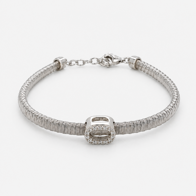 Sterling Silver Halo-Link Bracelet