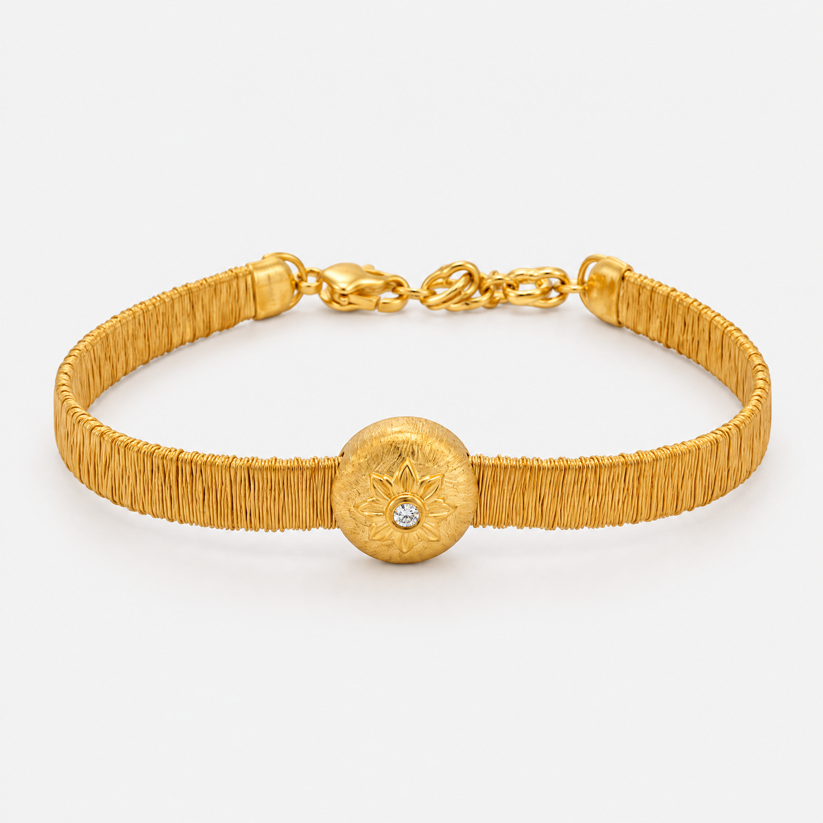RYBARA Gold-Plated Floral Medallion Bracelet — overall view