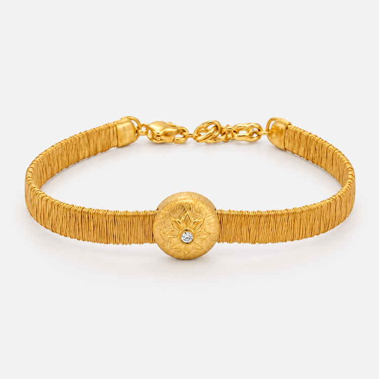 Gold-Plated Floral Medallion Bracelet