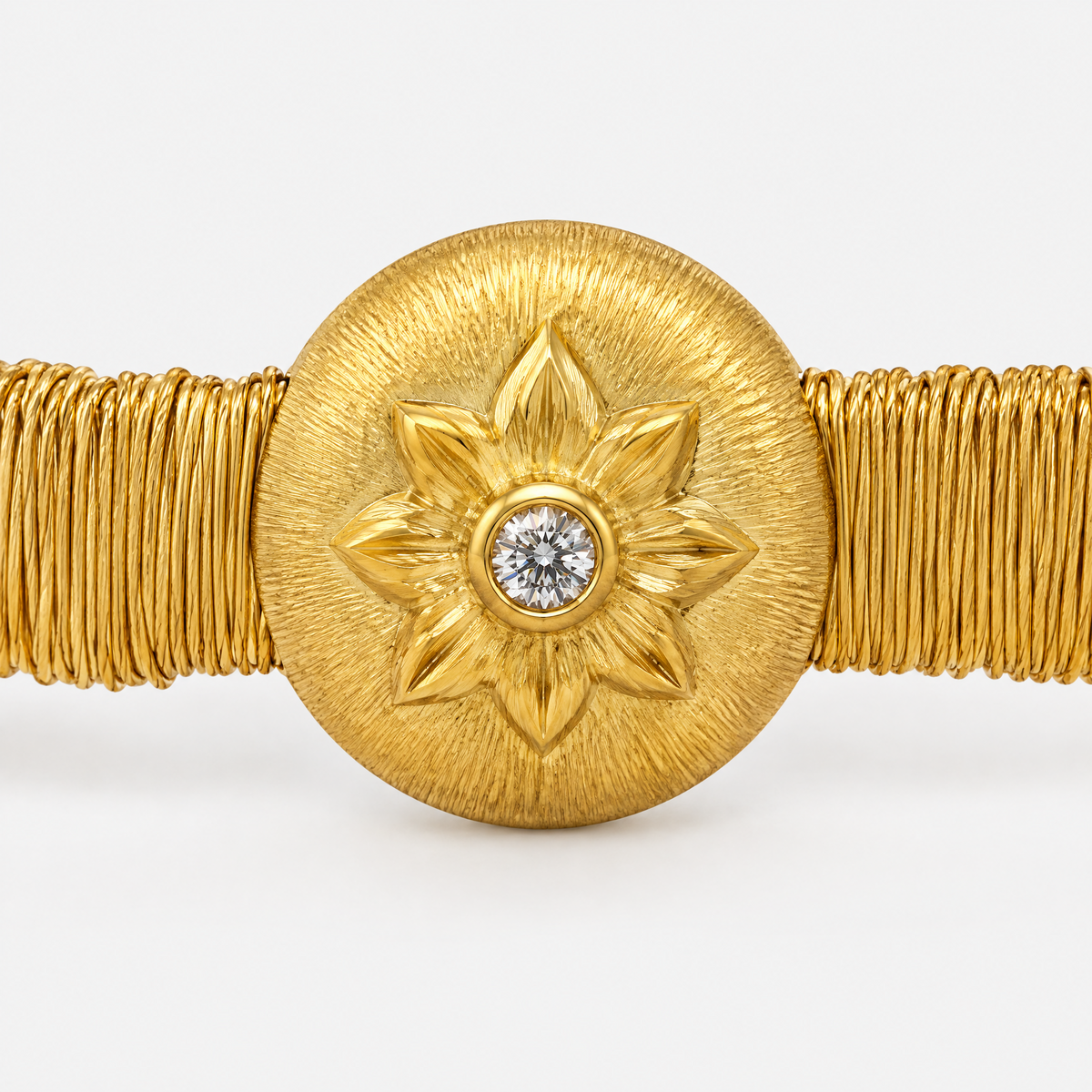 RYBARA Gold-Plated Floral Medallion Bracelet — detail view