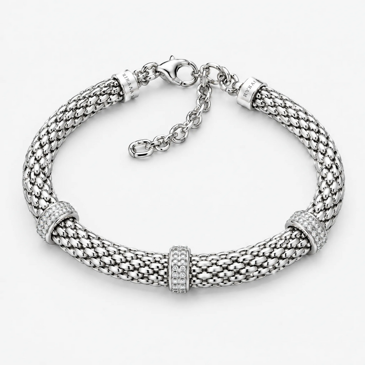 Sterling Silver Woven Three-Accent Bracelet