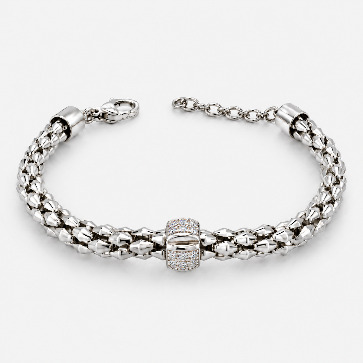 RYBARA Silver-tone Double-Strand Faceted Bracelet — overall view