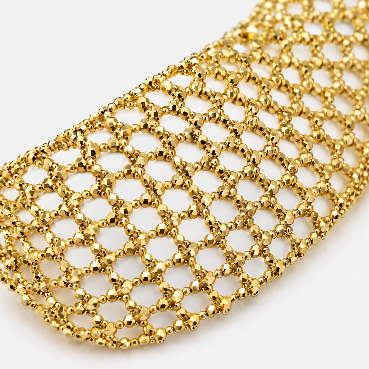 RYBARA Gold-tone Beaded Mesh Bracelet — detail view