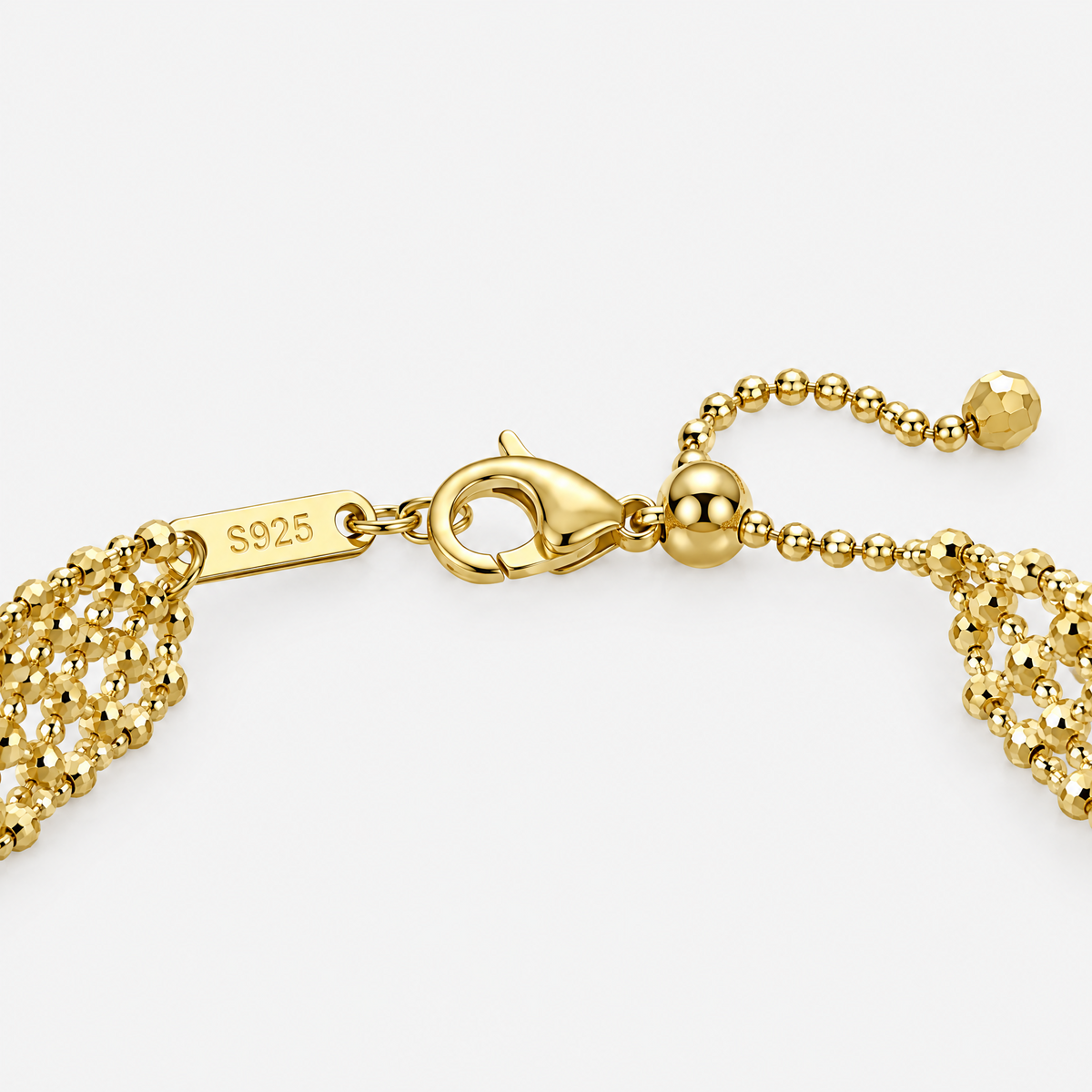 RYBARA Gold-tone Beaded Mesh Bracelet — detail view