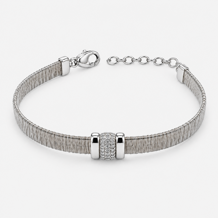 Sterling Silver Triple-Accent Mesh Bracelet