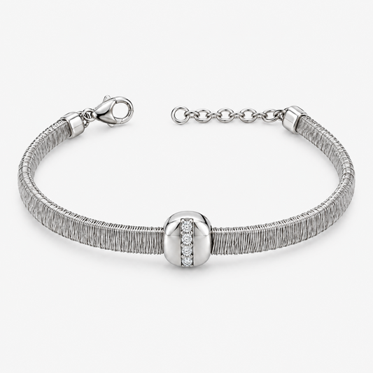 RYBARA Silver-tone Cushion-Accent Bracelet — overall view
