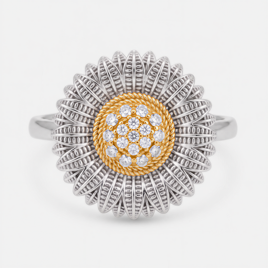 RYBARA Two-tone Sunflower Ring — overall view