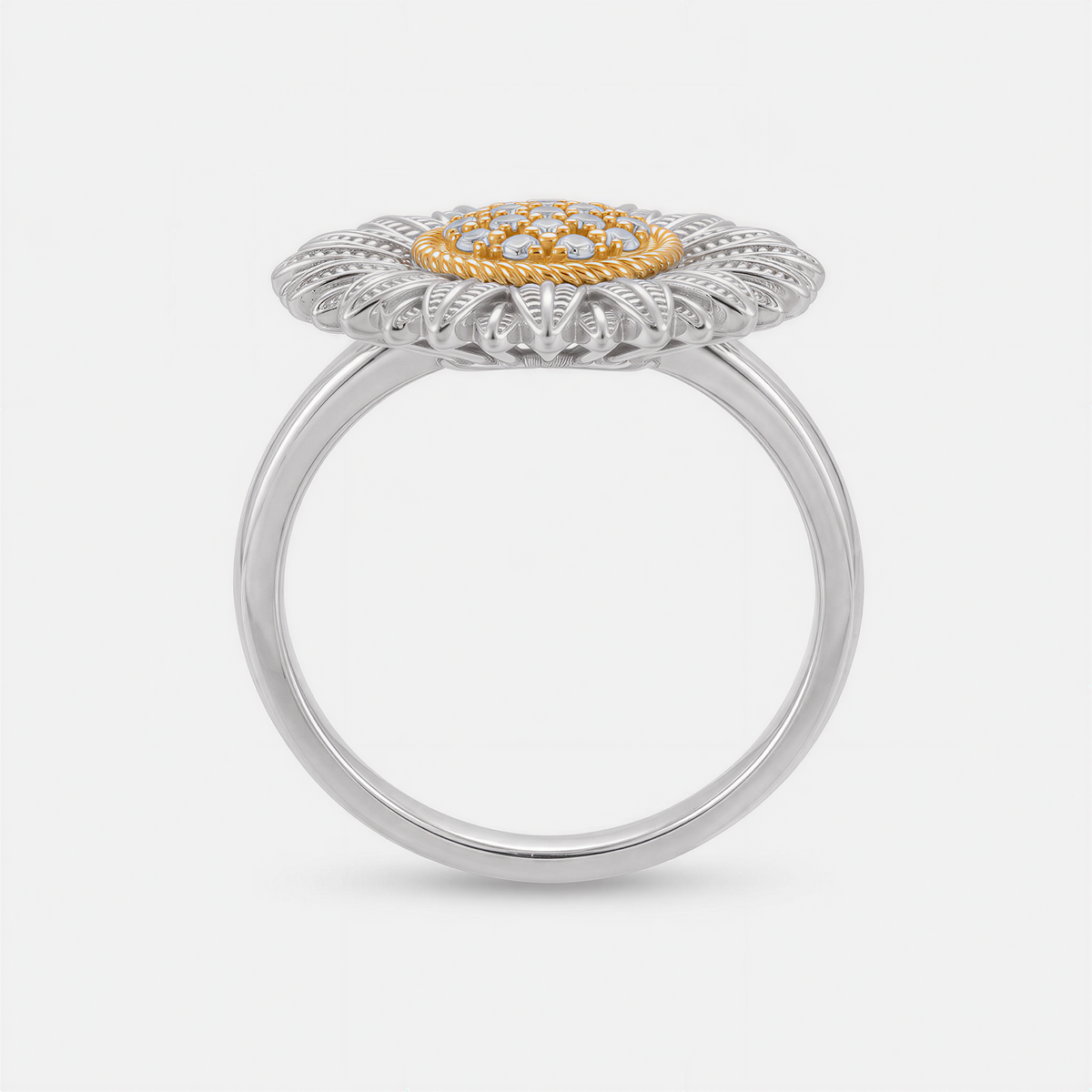 RYBARA Two-tone Sunflower Ring — detail view