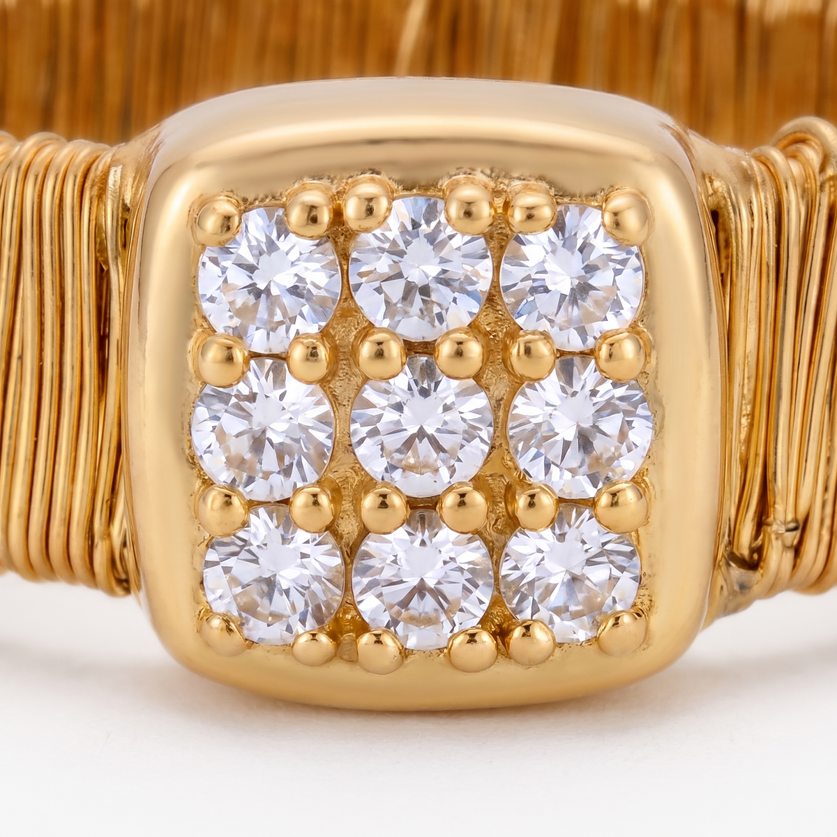 RYBARA Gold-Plated Textured Square Ring — detail view