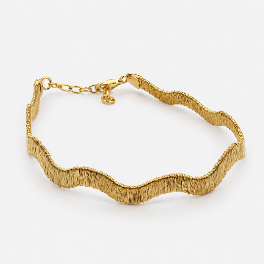 RYBARA Gold-Plated Wave Bracelet — overall view